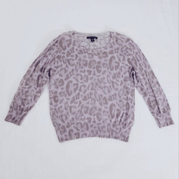 Banana Republic Petite- Cool Lavender Grey Cheetah Print Pullover Sweater- L - Picture 1 of 9